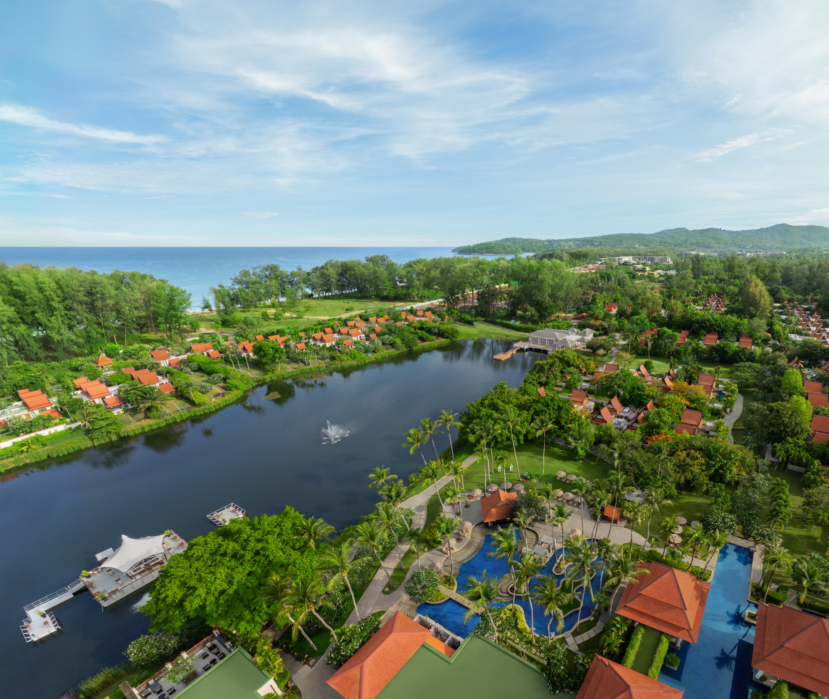 Banyan Tree Phuket Aerial Shot overlooking the lagoon and ocean